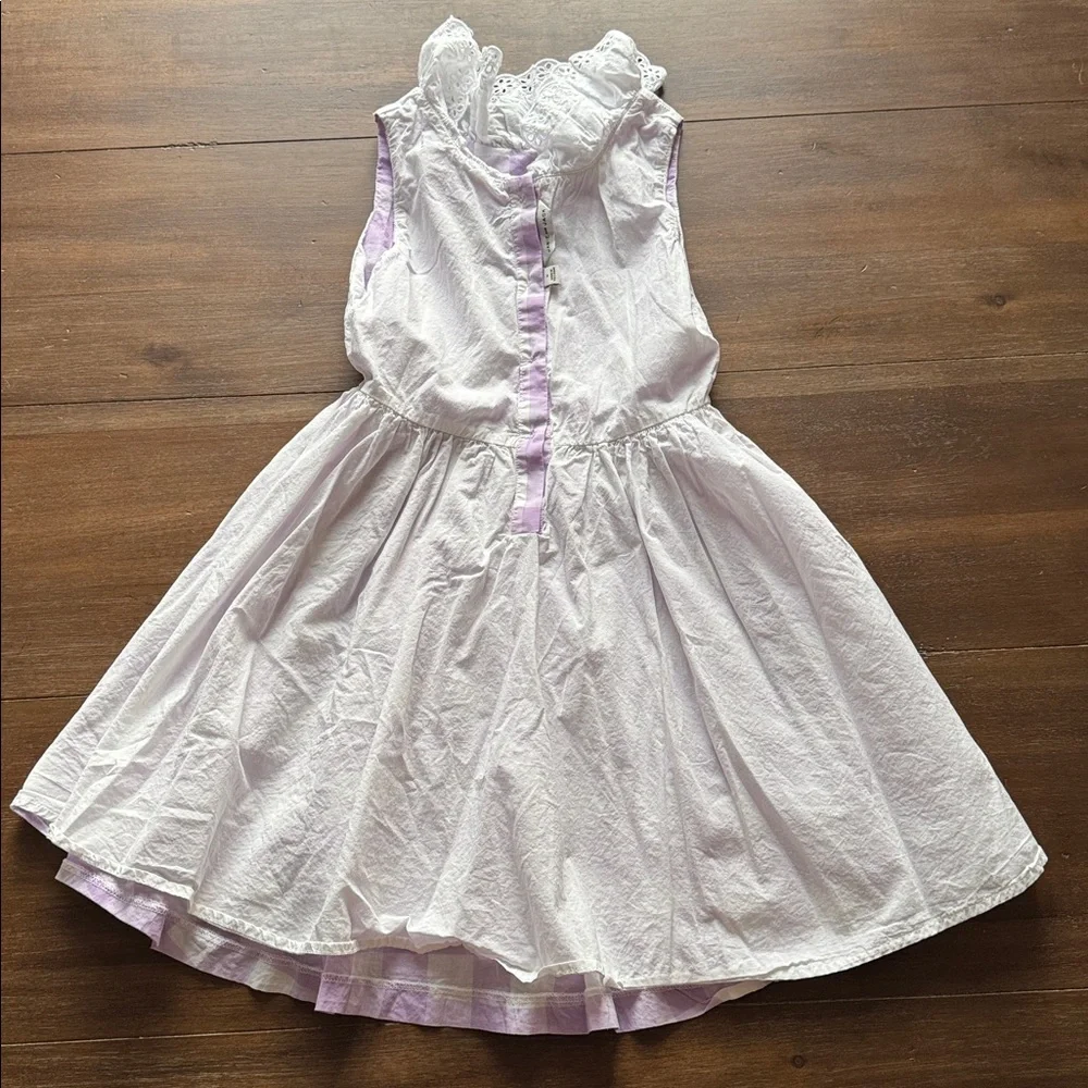 Sz 12 Janie and Jack checkered gingham lined cotton dress ruffle eyelet collar
